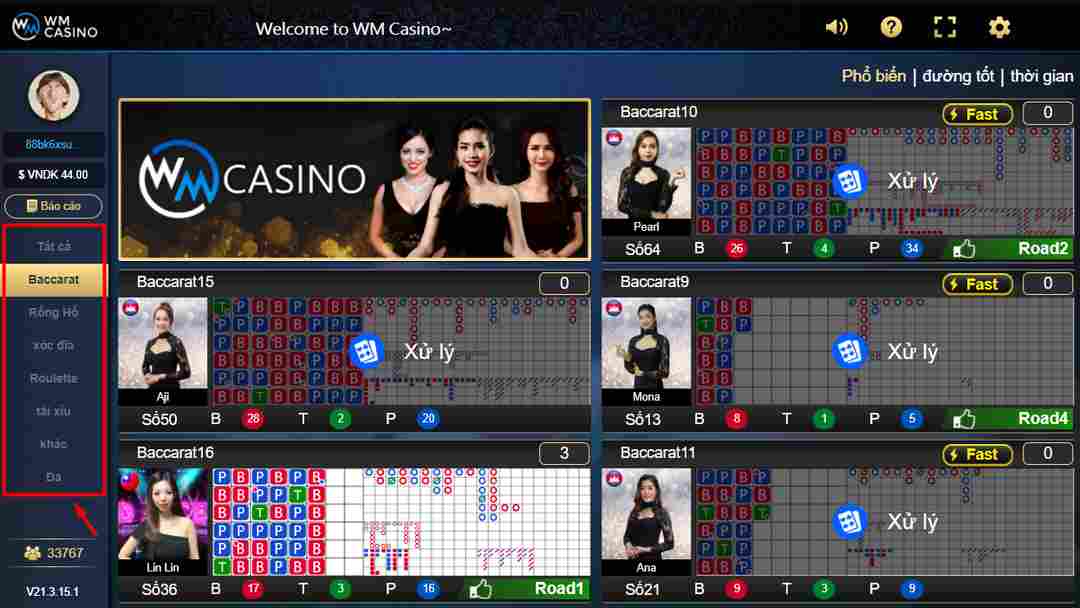 Wm casino hỗ trợ nhiều tiện ích công nghệ cao